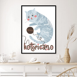 Plakat w ramie Ilustracja - kotoricano - kocie kawy
