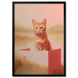 Plakat w ramie Kot w kartonie
