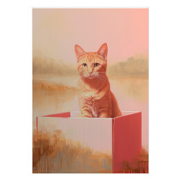 Plakat samoprzylepny Kot w kartonie