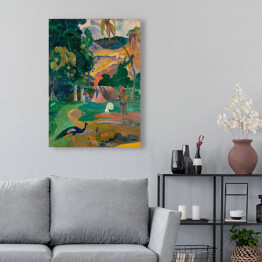 Obraz na płótnie Paul Gauguine "Krajobraz z pawiami" - reprodukcja