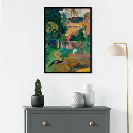 Plakat w ramie Paul Gauguine "Krajobraz z pawiami" - reprodukcja