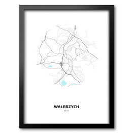 Obraz w ramie Mapa Wałbrzycha w kole