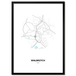 Plakat w ramie Mapa Wałbrzycha w kole