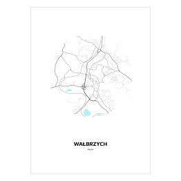 Plakat samoprzylepny Mapa Wałbrzycha w kole