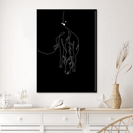Plakat w ramie Zarys konia - czarne konie