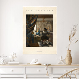 Plakat Jan Vermeer "Sztuka malowania" - reprodukcja z napisem. Plakat z passe partout