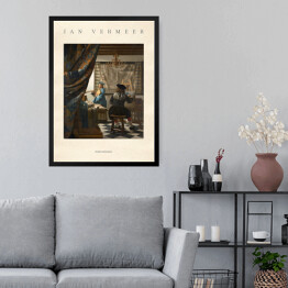 Obraz w ramie Jan Vermeer "Sztuka malowania" - reprodukcja z napisem. Plakat z passe partout