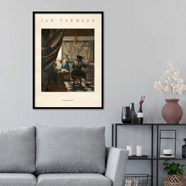 Plakat w ramie Jan Vermeer "Sztuka malowania" - reprodukcja z napisem. Plakat z passe partout