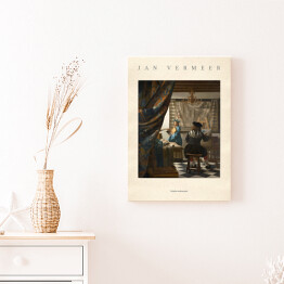 Obraz na płótnie Jan Vermeer "Sztuka malowania" - reprodukcja z napisem. Plakat z passe partout