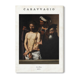 Obraz na płótnie Caravaggio "Ecce Homo" - reprodukcja z napisem. Plakat z passe partout