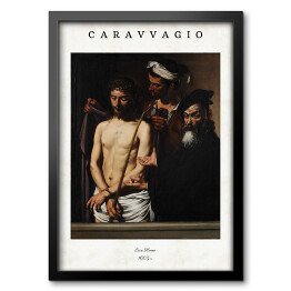 Obraz w ramie Caravaggio "Ecce Homo" - reprodukcja z napisem. Plakat z passe partout