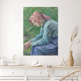 Plakat samoprzylepny Camille Pissarro Siedząca kobieta. Reprodukcja