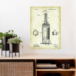 Plakat Patenty. Butelka wina w stylu vintage