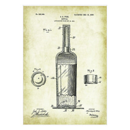 Plakat samoprzylepny Patenty. Butelka wina w stylu vintage