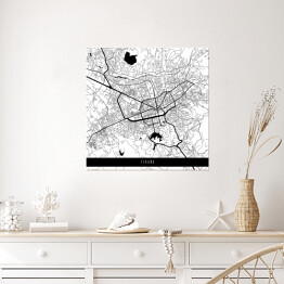 Plakat samoprzylepny Mapa miast świata - Tirana - biała