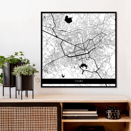 Plakat w ramie Mapa miast świata - Tirana - biała