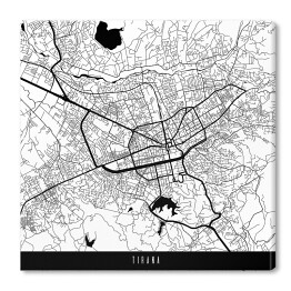 Obraz na płótnie Mapa miast świata - Tirana - biała