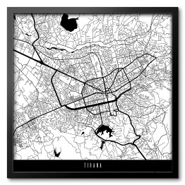 Obraz w ramie Mapa miast świata - Tirana - biała