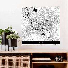 Plakat samoprzylepny Mapa miast świata - Tirana - biała
