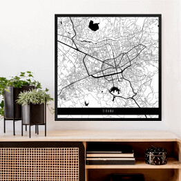 Obraz w ramie Mapa miast świata - Tirana - biała