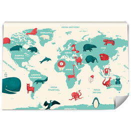 Fototapeta Mapa ze zwierzętami dla dzieci