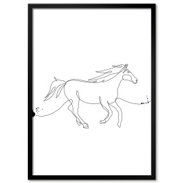 Plakat w ramie Galopujący koń - białe konie