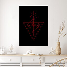 Plakat samoprzylepny Geometryczne czerwone wzory - ilustracja