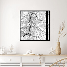 Plakat w ramie Budapeszt - mapy miast świata - biała
