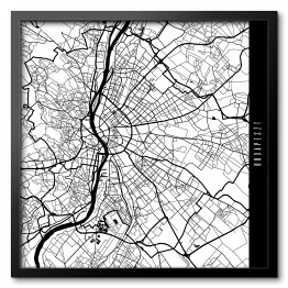 Obraz w ramie Budapeszt - mapy miast świata - biała
