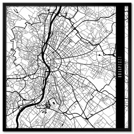 Plakat w ramie Budapeszt - mapy miast świata - biała