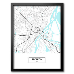 Obraz w ramie Mapa Szczecina z napisem na białym tle