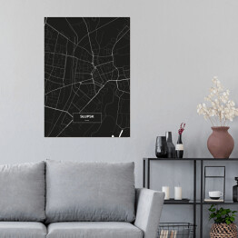 Plakat samoprzylepny Mapa Słupska czarno-biała