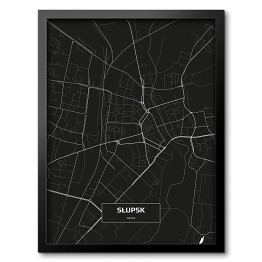 Obraz w ramie Mapa Słupska czarno-biała