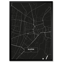 Plakat w ramie Mapa Słupska czarno-biała