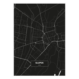 Plakat samoprzylepny Mapa Słupska czarno-biała