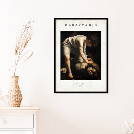 Plakat w ramie Caravaggio "David and Goliath" - reprodukcja z napisem. Plakat z passe partout