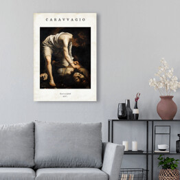Obraz na płótnie Caravaggio "David and Goliath" - reprodukcja z napisem. Plakat z passe partout