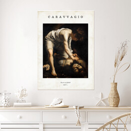 Plakat Caravaggio "David and Goliath" - reprodukcja z napisem. Plakat z passe partout