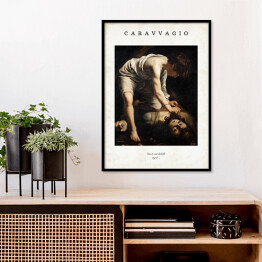 Plakat w ramie Caravaggio "David and Goliath" - reprodukcja z napisem. Plakat z passe partout