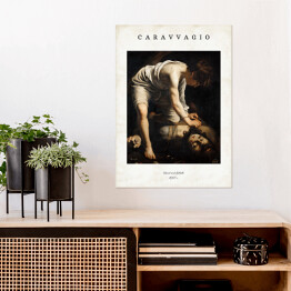 Plakat samoprzylepny Caravaggio "David and Goliath" - reprodukcja z napisem. Plakat z passe partout