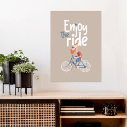 Plakat Hipster na rowerze - napis enjoy the ride