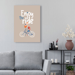 Obraz na płótnie Hipster na rowerze - napis enjoy the ride