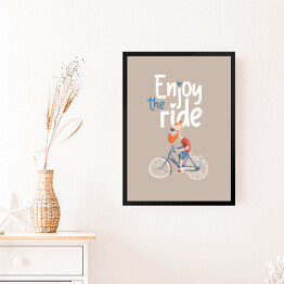 Obraz w ramie Hipster na rowerze - napis enjoy the ride
