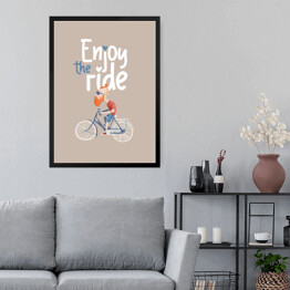 Obraz w ramie Hipster na rowerze - napis enjoy the ride
