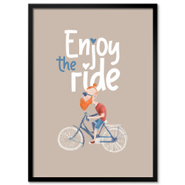 Plakat w ramie Hipster na rowerze - napis enjoy the ride