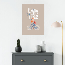 Plakat samoprzylepny Hipster na rowerze - napis enjoy the ride