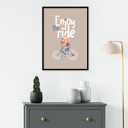 Plakat w ramie Hipster na rowerze - napis enjoy the ride