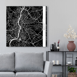 Obraz na płótnie Budapeszt - mapy miast świata - czarna
