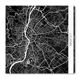 Obraz na płótnie Budapeszt - mapy miast świata - czarna