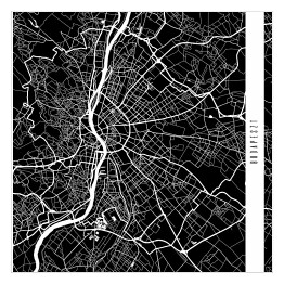 Plakat samoprzylepny Budapeszt - mapy miast świata - czarna